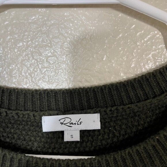 Rails Sweater Womens Small Stafford Olive Cotton Cashmere Military Embroidered - Picture 3 of 6